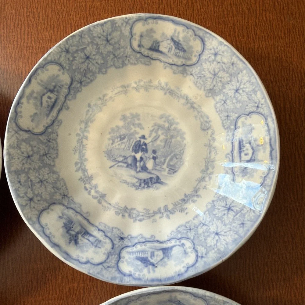 4 Antique Blue J. Clementson  Transferware 